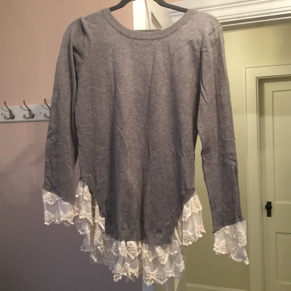 Grey Sweater with Lace - Picture 1 of 5